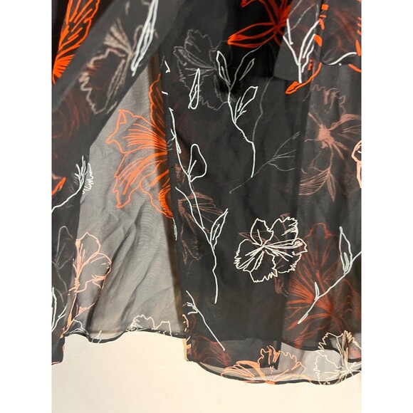 Diane Von Furstenberg Fenelon Blouse Woman's 4 Floral Bow Neck Sheer Silk Black - Picture 6 of 8